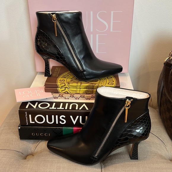 LOUISE ET CIE Lenah Square Toe Bootie in Black Size 8 New WITHOUT The Box - Picture 2 of 8